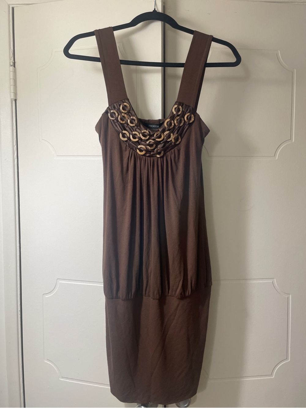 Arden B Brown Embellished Sleeveless Tunic Dress